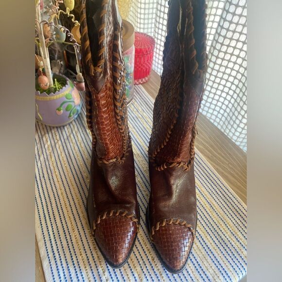 DONALD J PLINER Vintage Western Couture Collection Leather Boots Brown size 7.5 - Picture 10 of 14
